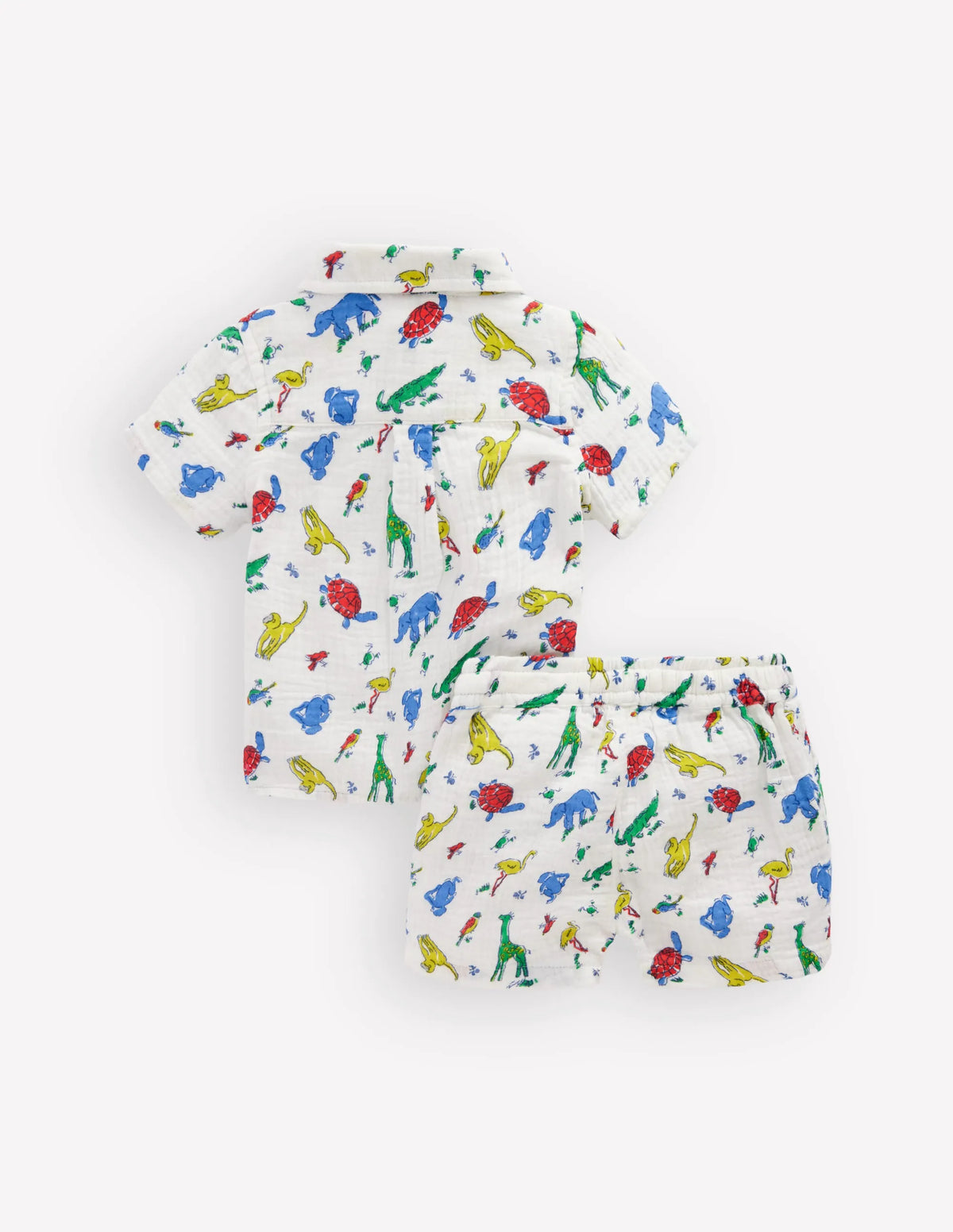 Woven Shirt Play Set-Ivory Multi Jungle Animals