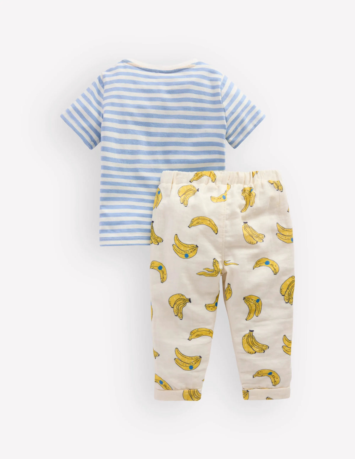 Logo Jersey Woven Play Set-Ivory and Blue Stripe Bananas