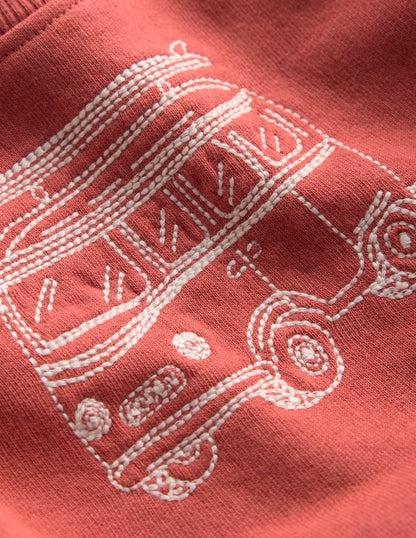 Chain Stitch Sweatshirt-Jam Red Campervan