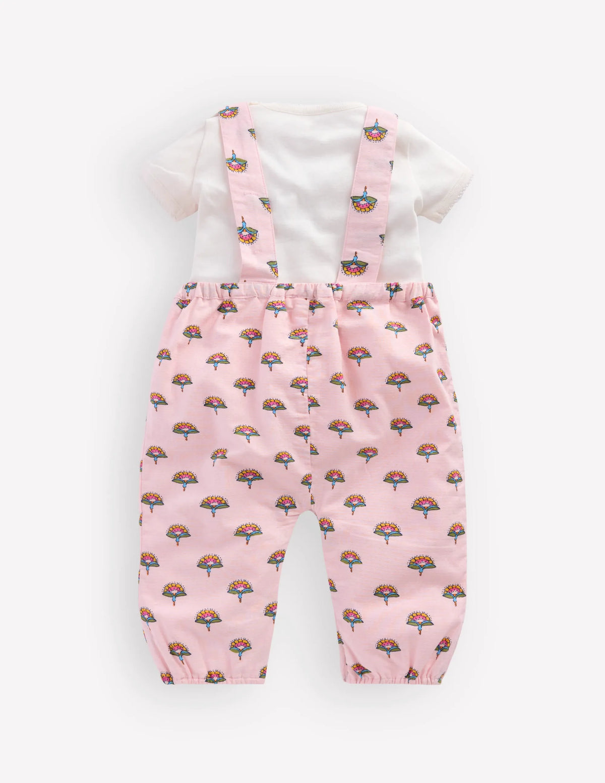 Embroidered Romper Set-Pink Elephant