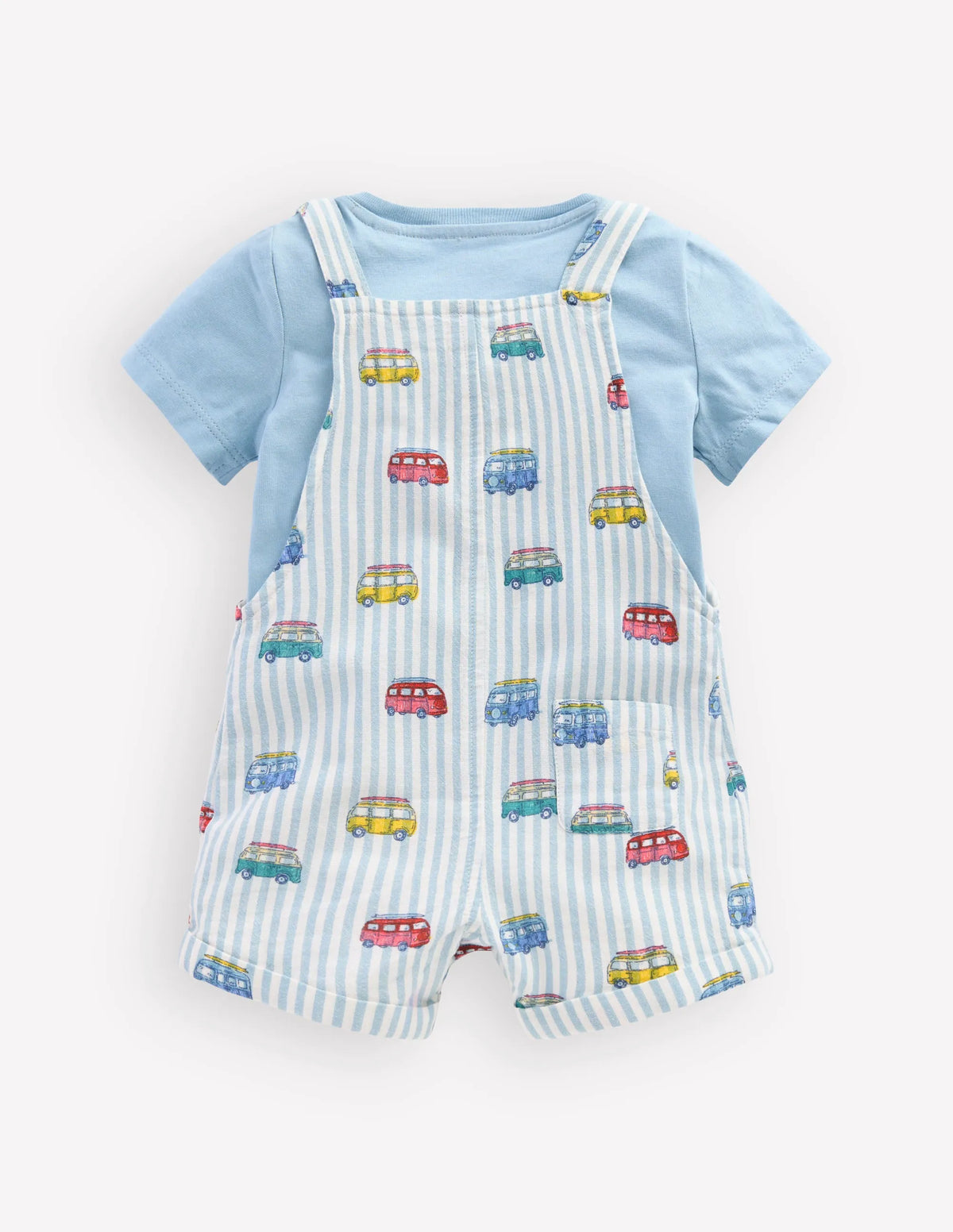 Short Woven Overalls Set-Silver Lake Blue Camper Vans