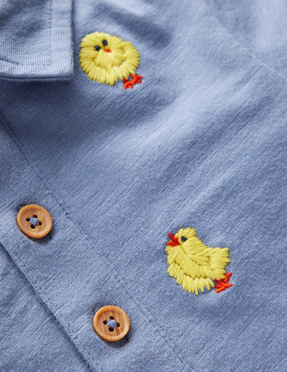 Embroidered Polo-Light Blue Fluffy Chicks