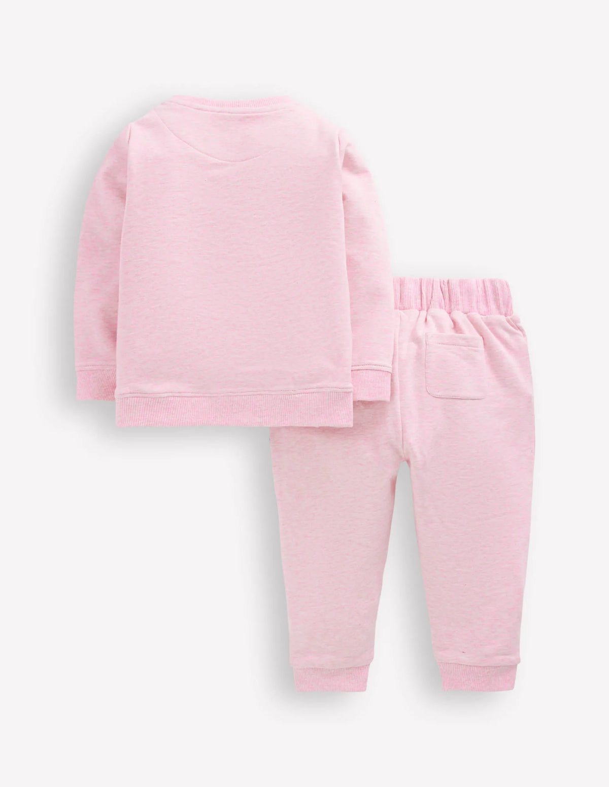 Appliqué Sweatshirt Set-Pink Floral Patchwork