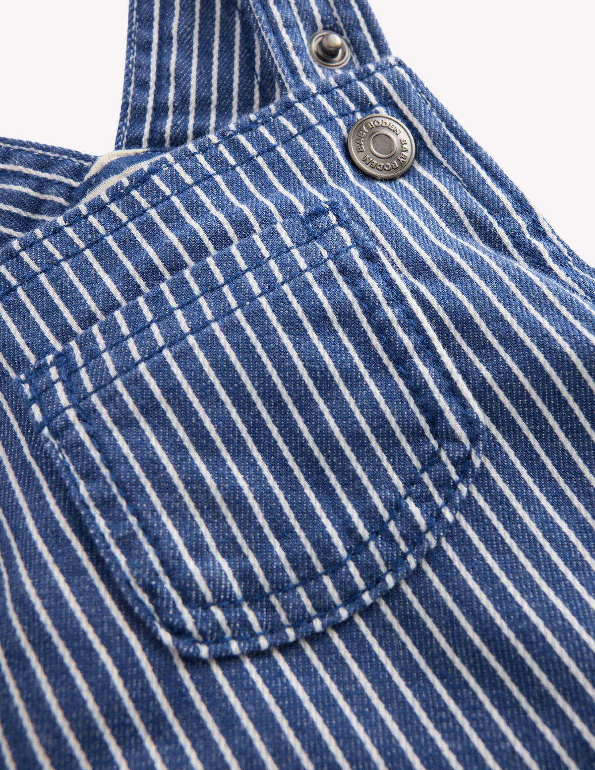 Woven Dungarees-Navy Ticking Stripe