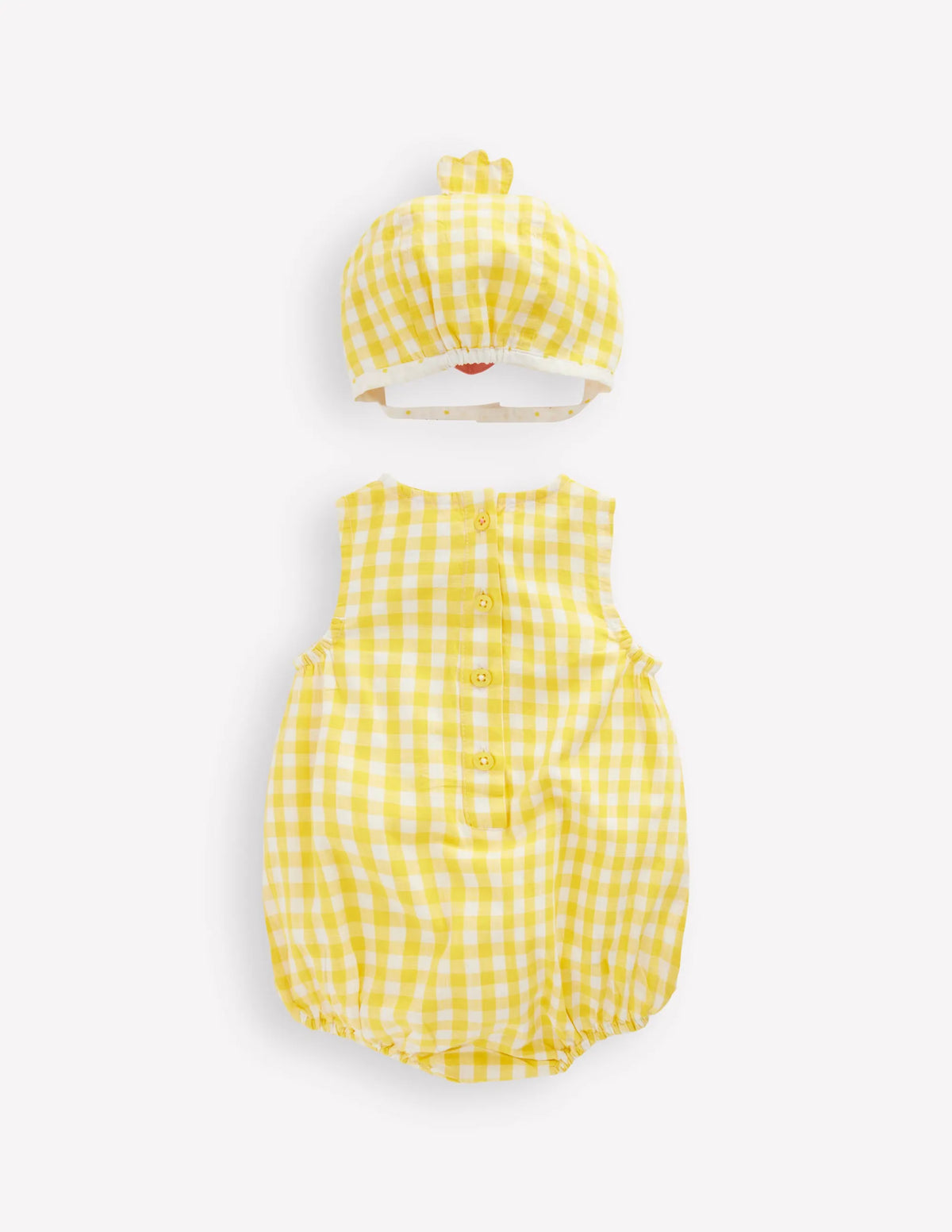 Novelty Woven Romper Set-Pineapple Yellow Gingham Chick