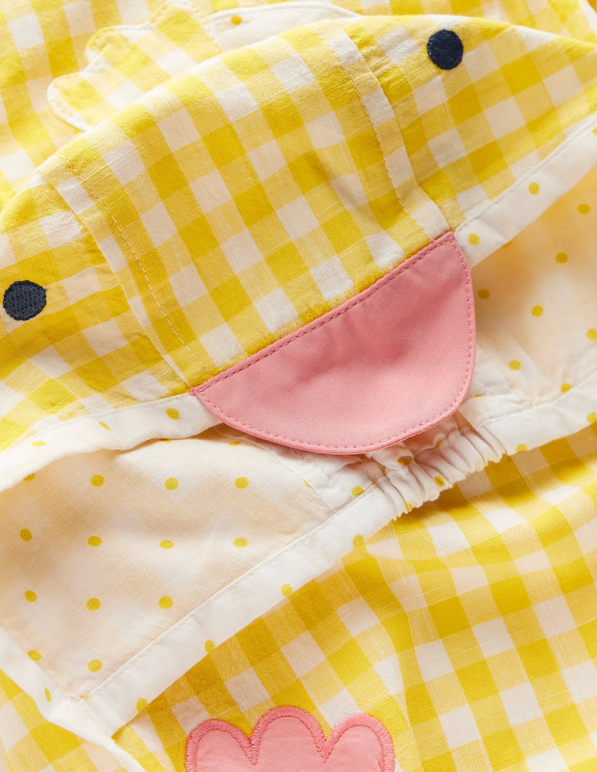 Novelty Woven Romper Set-Pineapple Yellow Gingham Chick