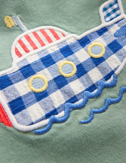 Jersey and Woven Play Set-Green Submarine/Blue Gingham