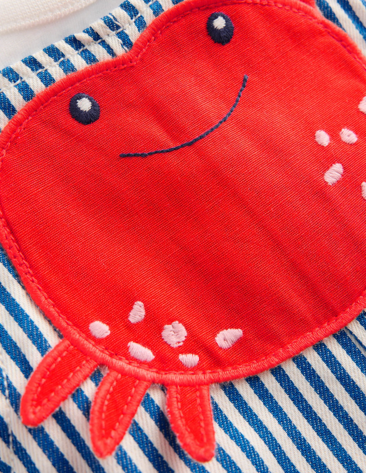 Novelty Woven Overalls Set-Blue Stripe Crab