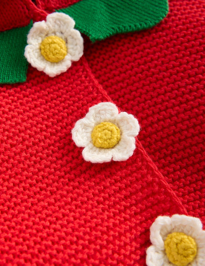 Novelty Cotton Knitted Jacket-Strawberry