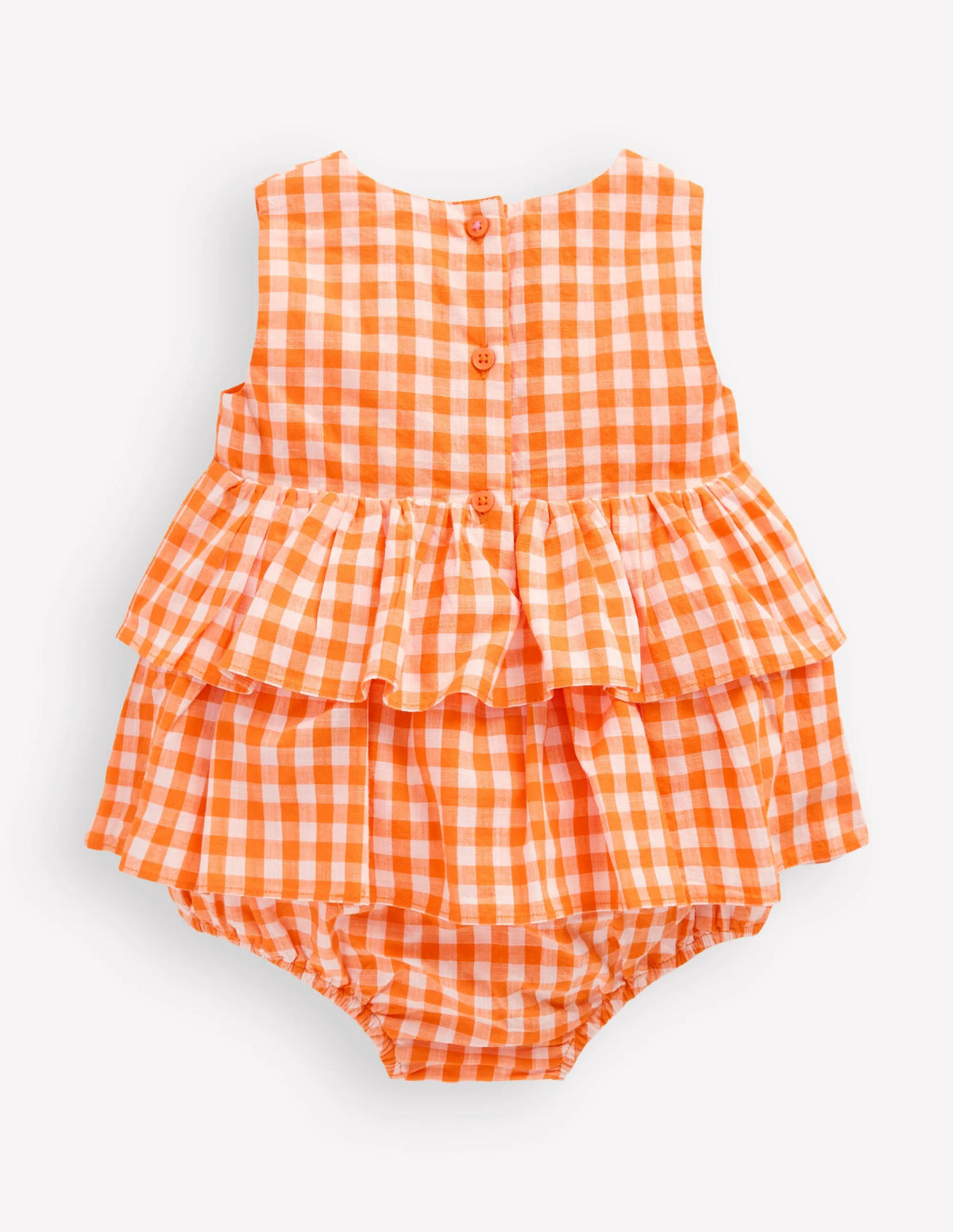 Novelty Bubble Romper-Orange Gingham