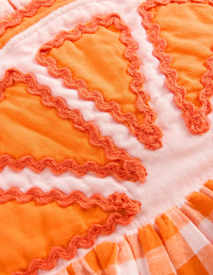 Novelty Bubble Romper-Orange Gingham