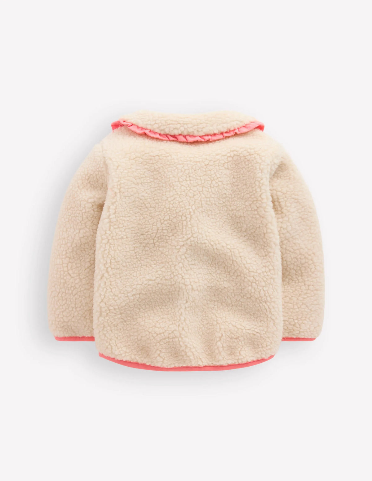 Borg Collared Jacket-Neutral/Pink Heart