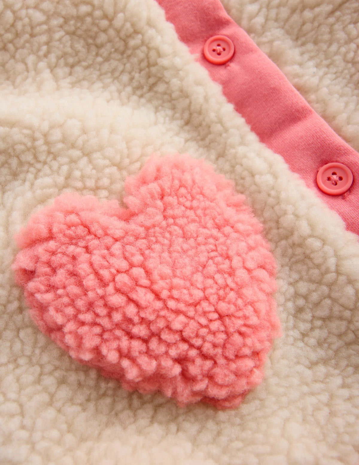 Borg Collared Jacket-Neutral/Pink Heart