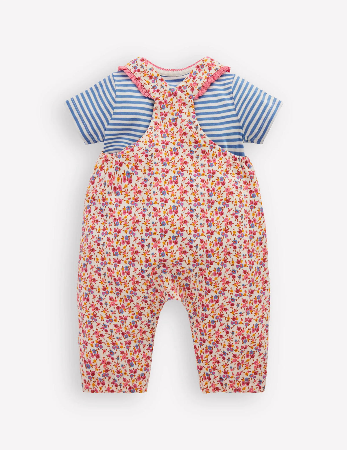 Short Sleeve Jersey Overalls-Pink Ditsy Floral