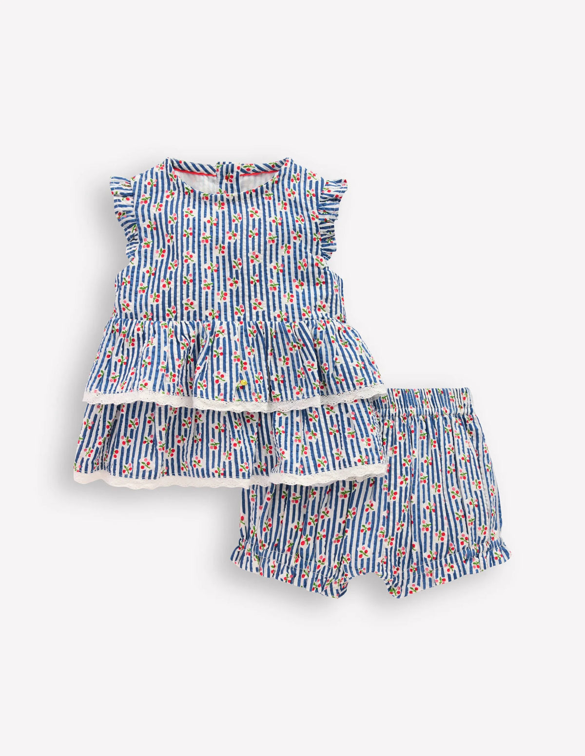 Tiered Ruffle Play Set-Bluejay Cherry Stripe