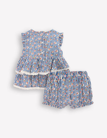 Tiered Ruffle Play Set-Bluejay Cherry Stripe