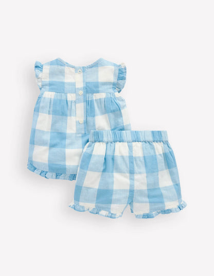 Pretty Trim Woven Play Set-Blue Gingham Embroidery