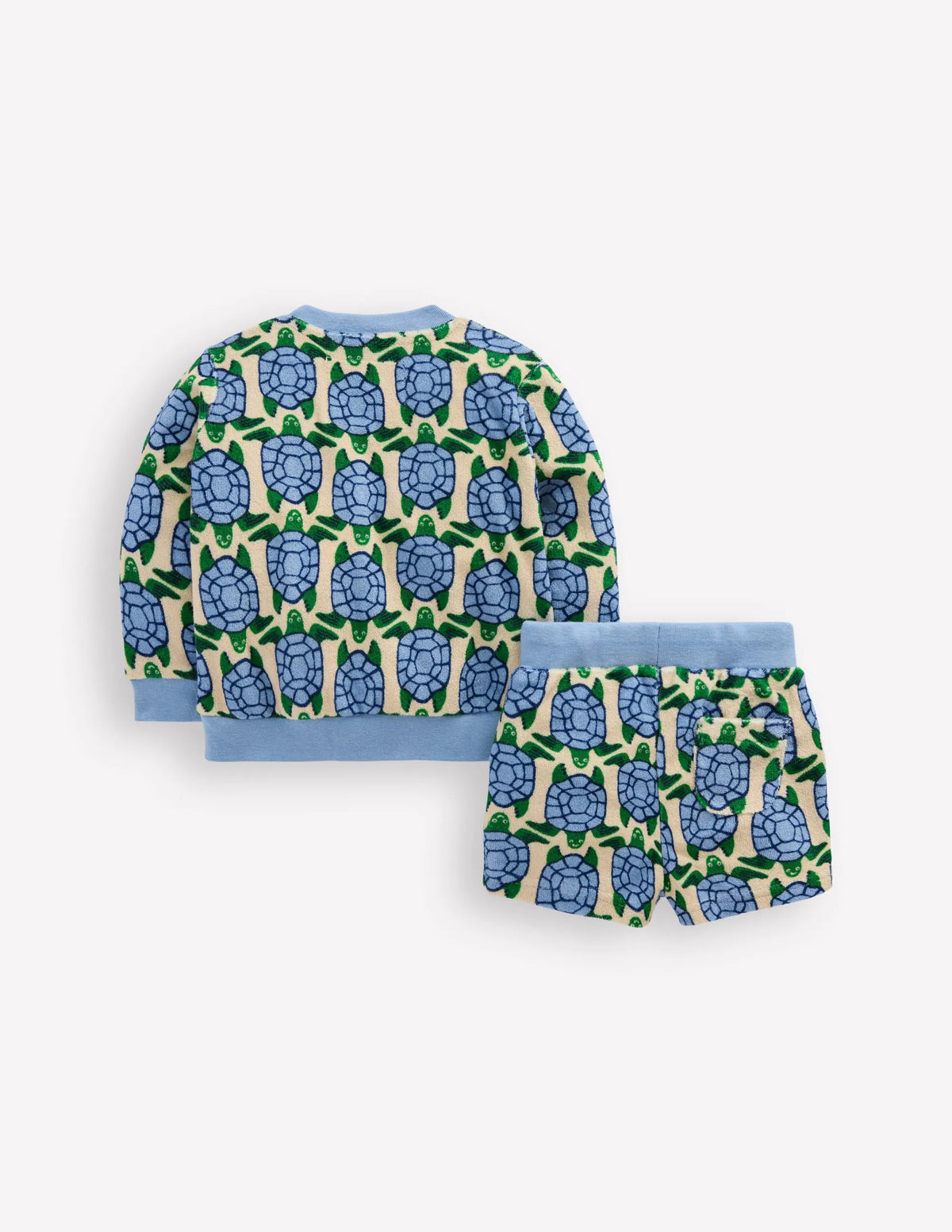 Printed Towelling Play Set-Blue Geo Turtles
