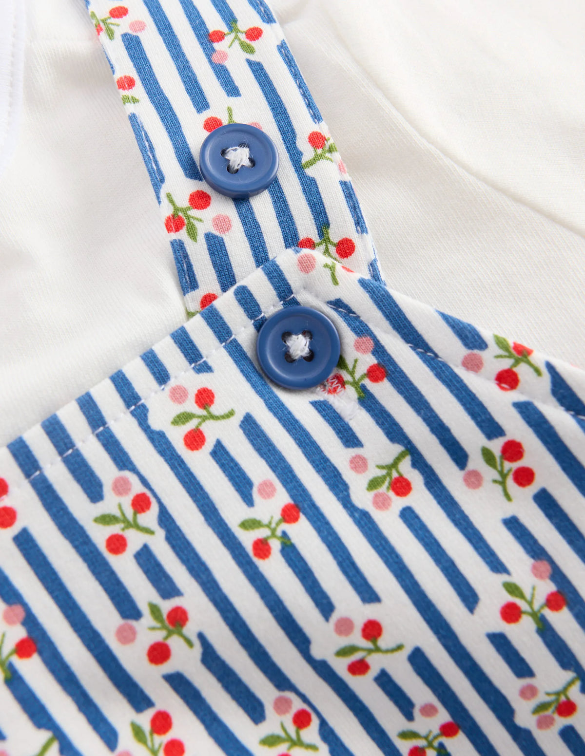 Short Jersey Dungaree Set-Bluejay Cherry Stripe