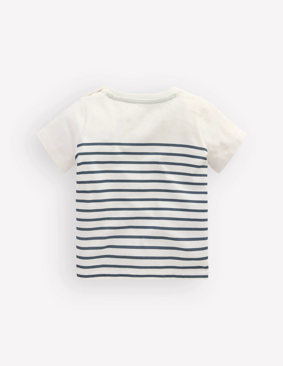 Boys Embroidered T-Shirt-Blue Stripe Chameleon
