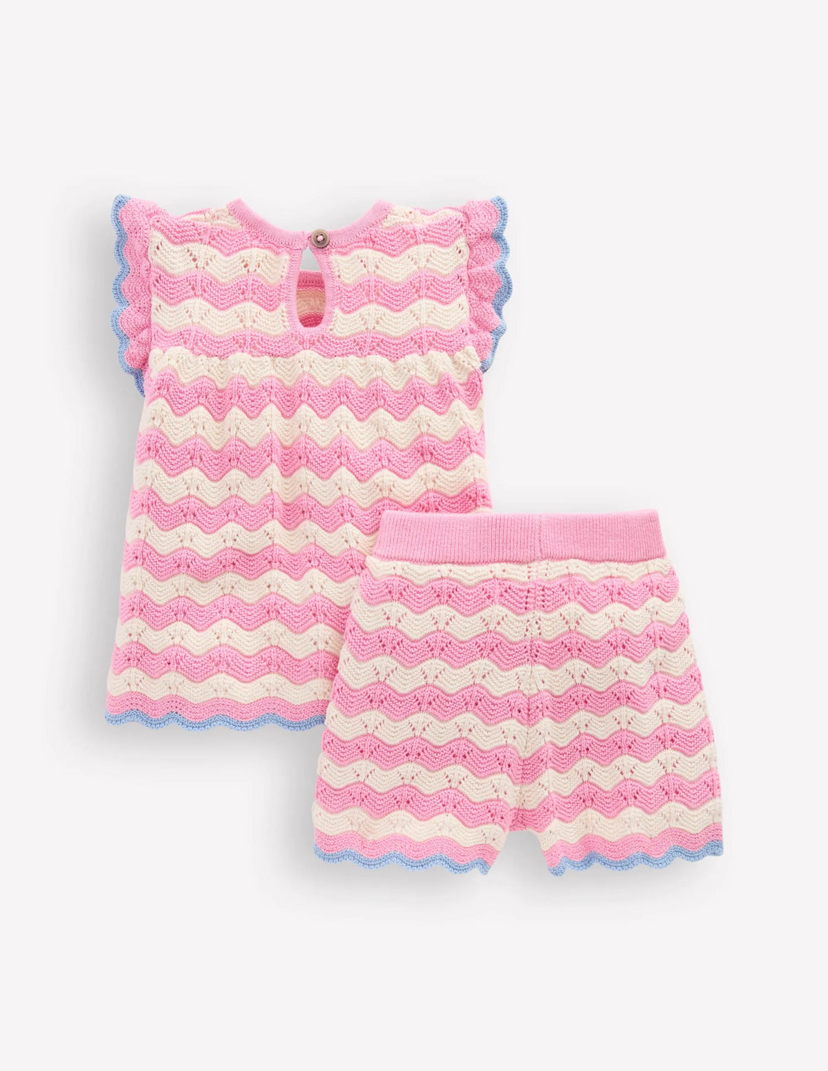 Pointelle Knitted Play Set-Pink Wave
