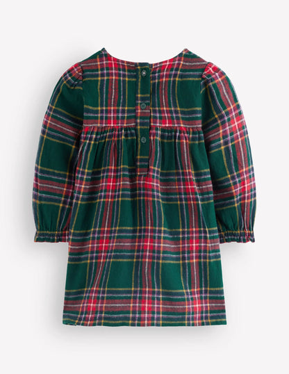 Smocked Occasion Dress-Green Family Check