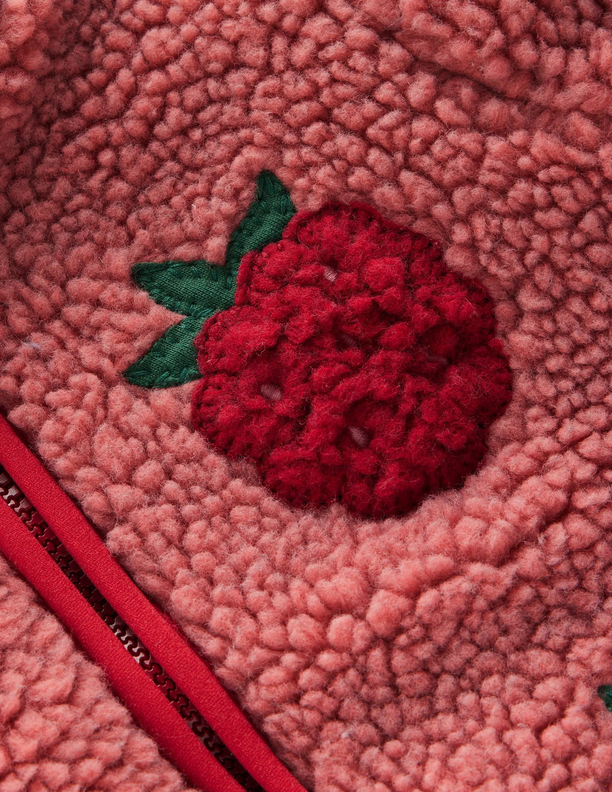 Cosy Borg Jacket-Rose Raspberry Applique