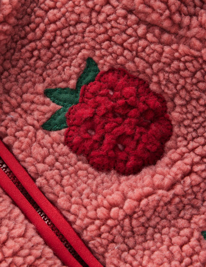 Cosy Borg Jacket-Rose Raspberry Applique
