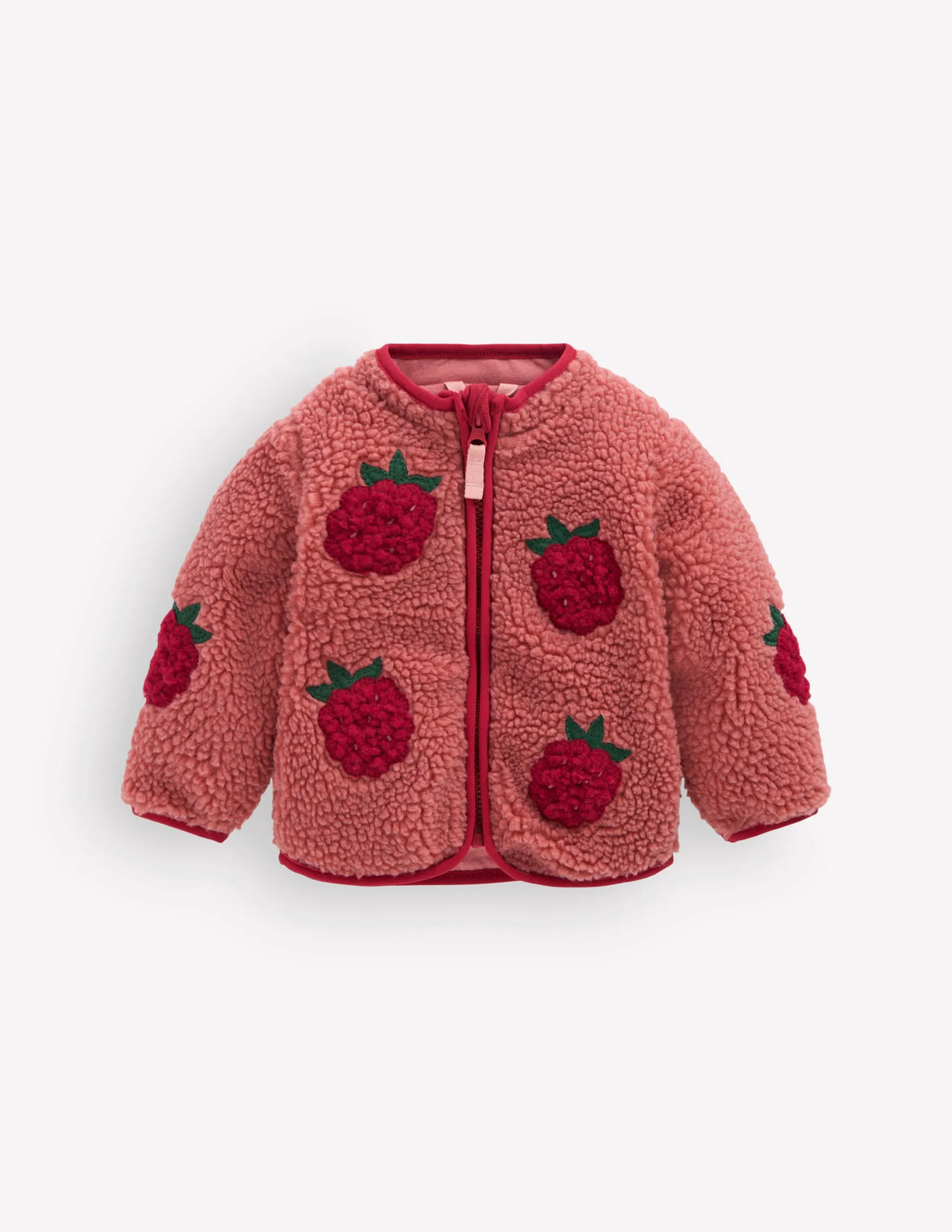 Cosy Borg Jacket-Rose Raspberry Applique