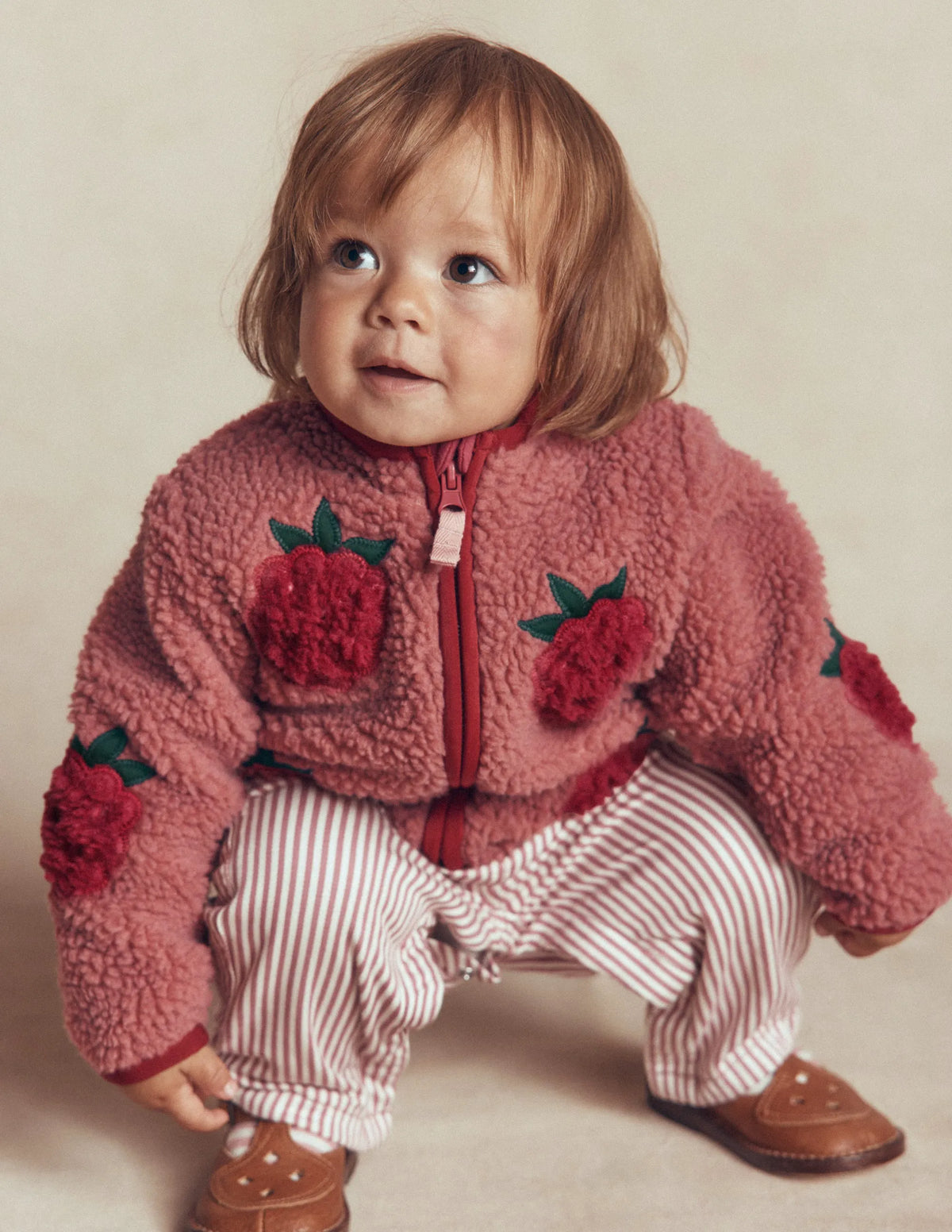 Cosy Borg Jacket-Rose Raspberry Applique