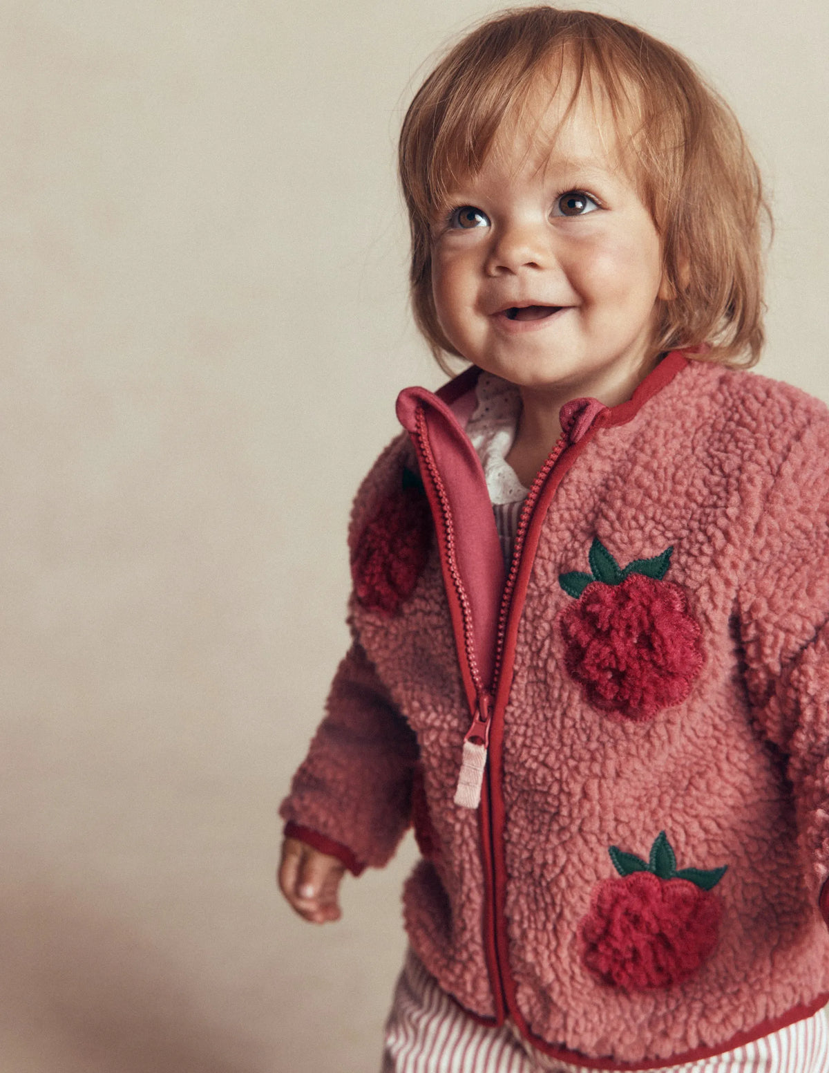Cosy Borg Jacket-Rose Raspberry Applique