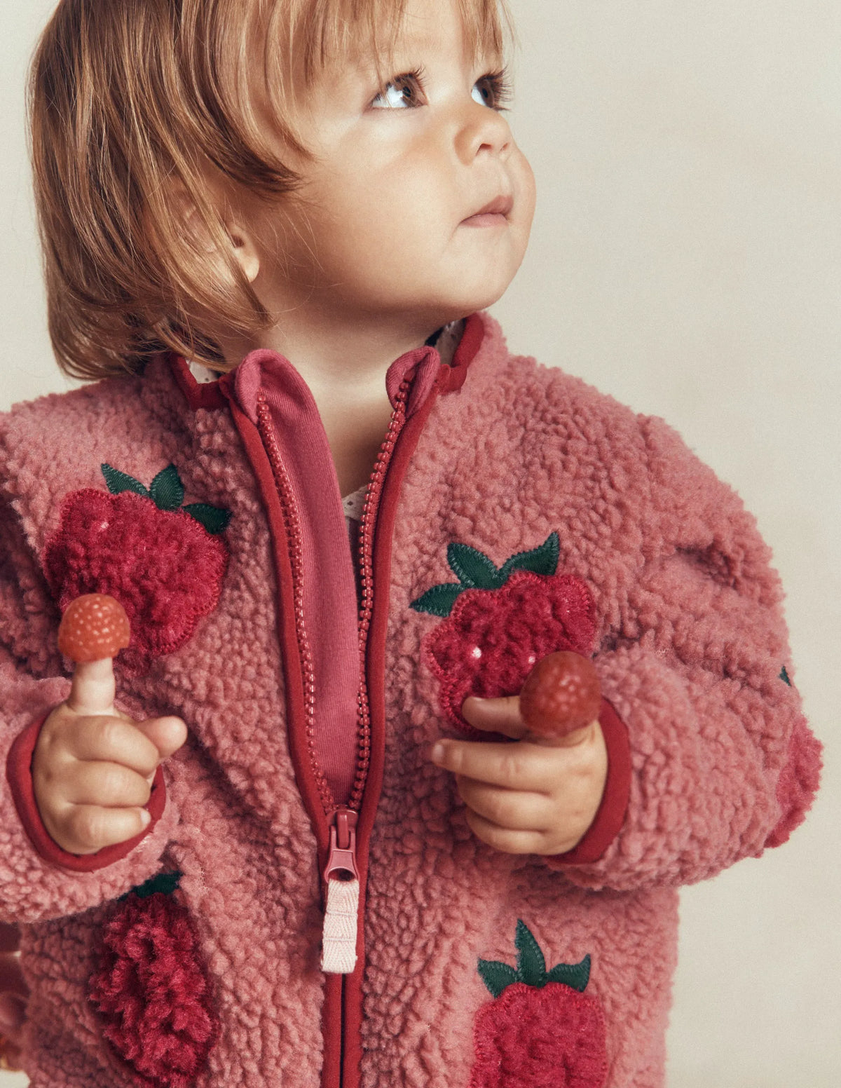 Cosy Borg Jacket-Rose Raspberry Applique
