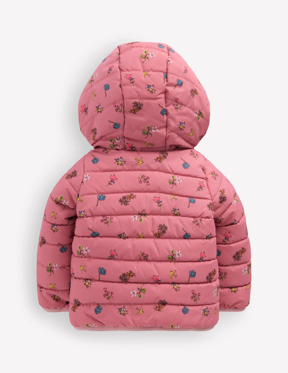Cosy Lined Puffer Jacket-Pink Spaced Floral