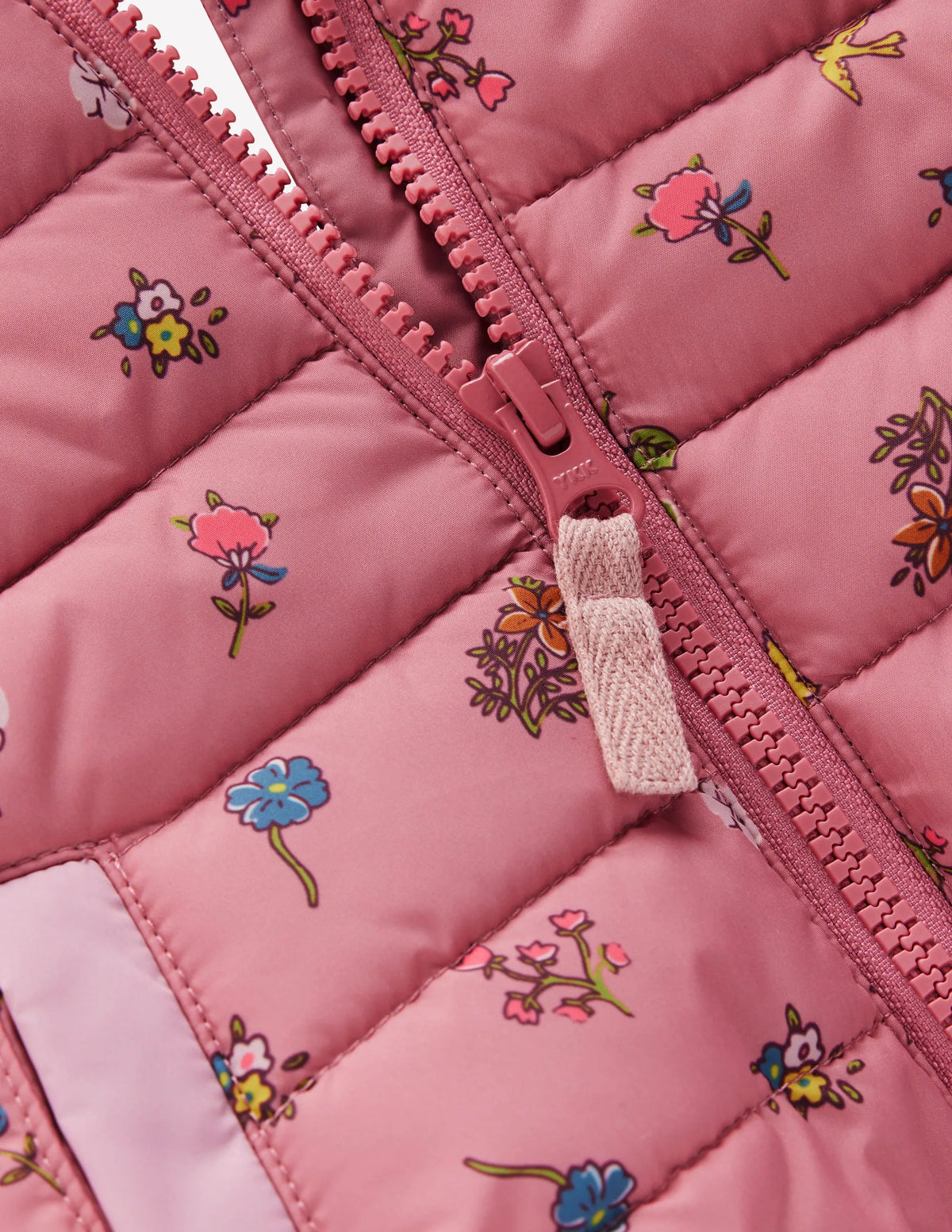 Cosy Lined Puffer Jacket-Pink Spaced Floral