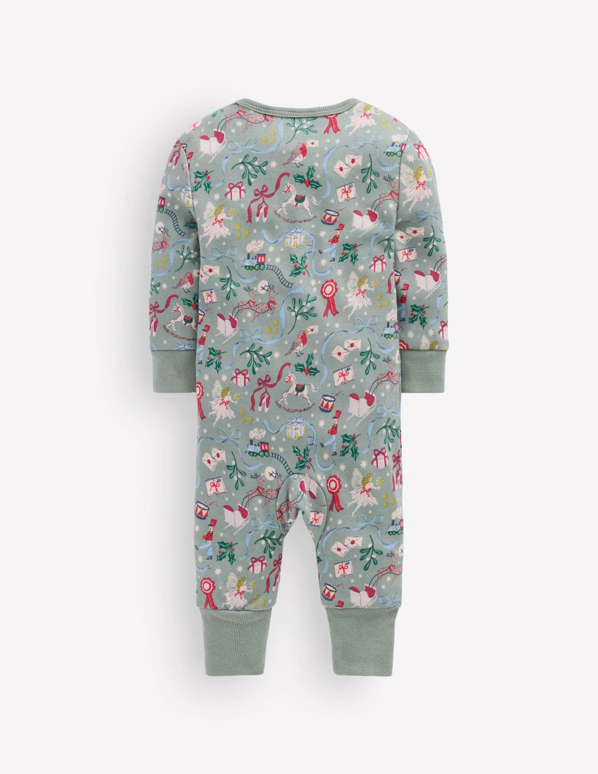 All-in-One Jersey Romper-Larch Green Festive