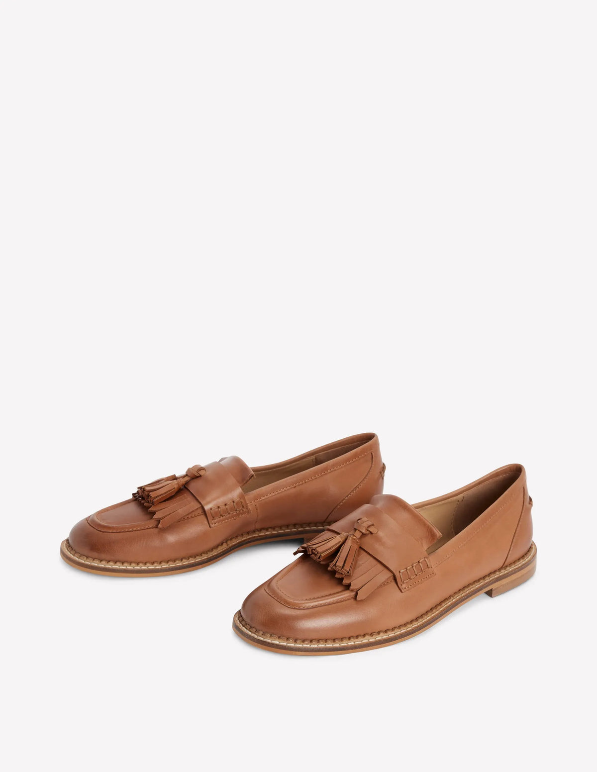 Nya Ghillie Flat Loafers-Tan Burnished Leather