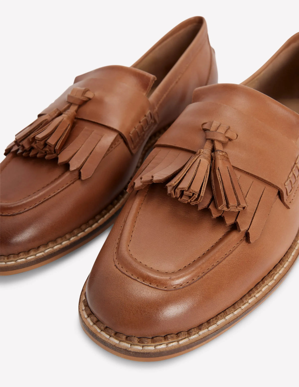 Nya Ghillie Flat Loafers-Tan Burnished Leather