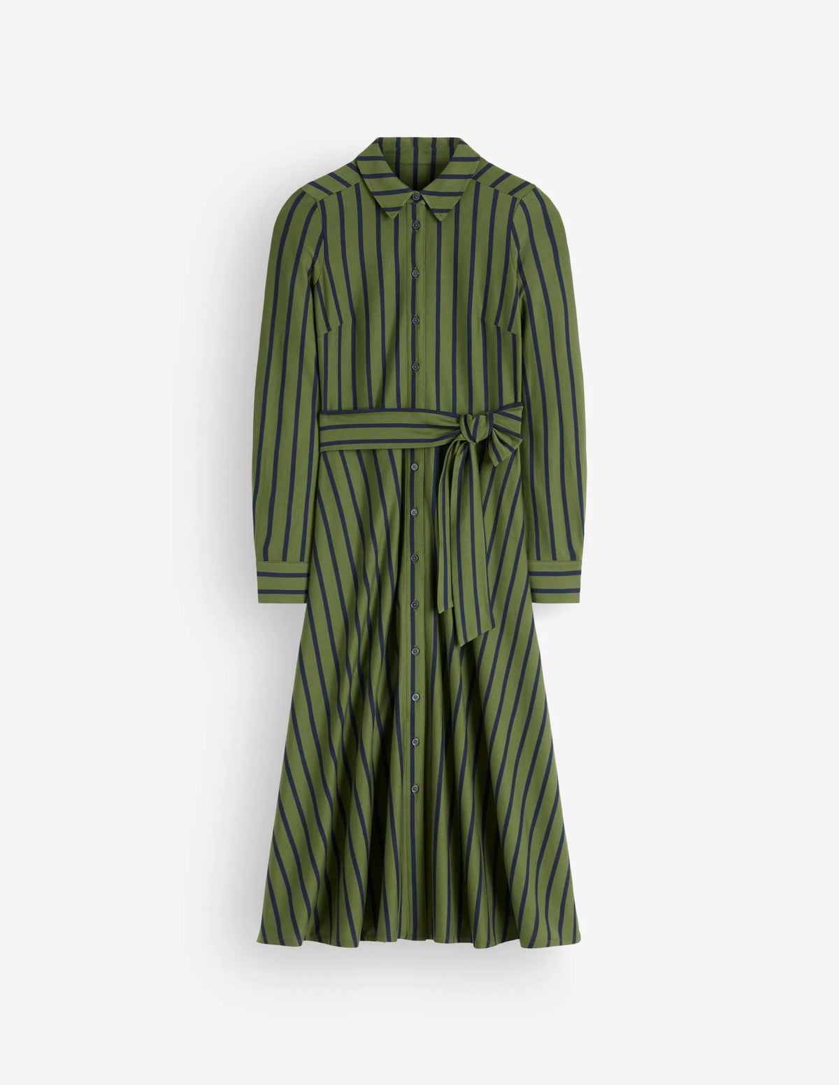 Marcia Jersey Shirt Dress-Chive and Navy Stripe