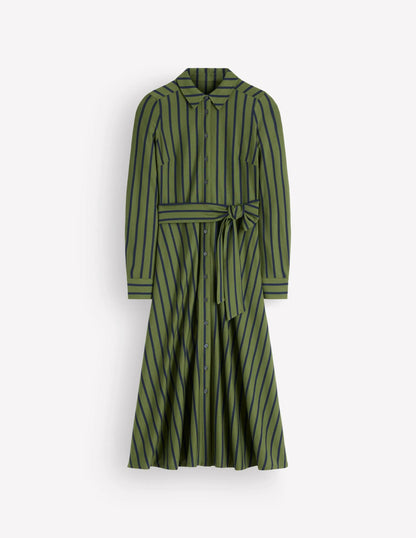 Marcia Jersey Shirt Dress-Chive and Navy Stripe