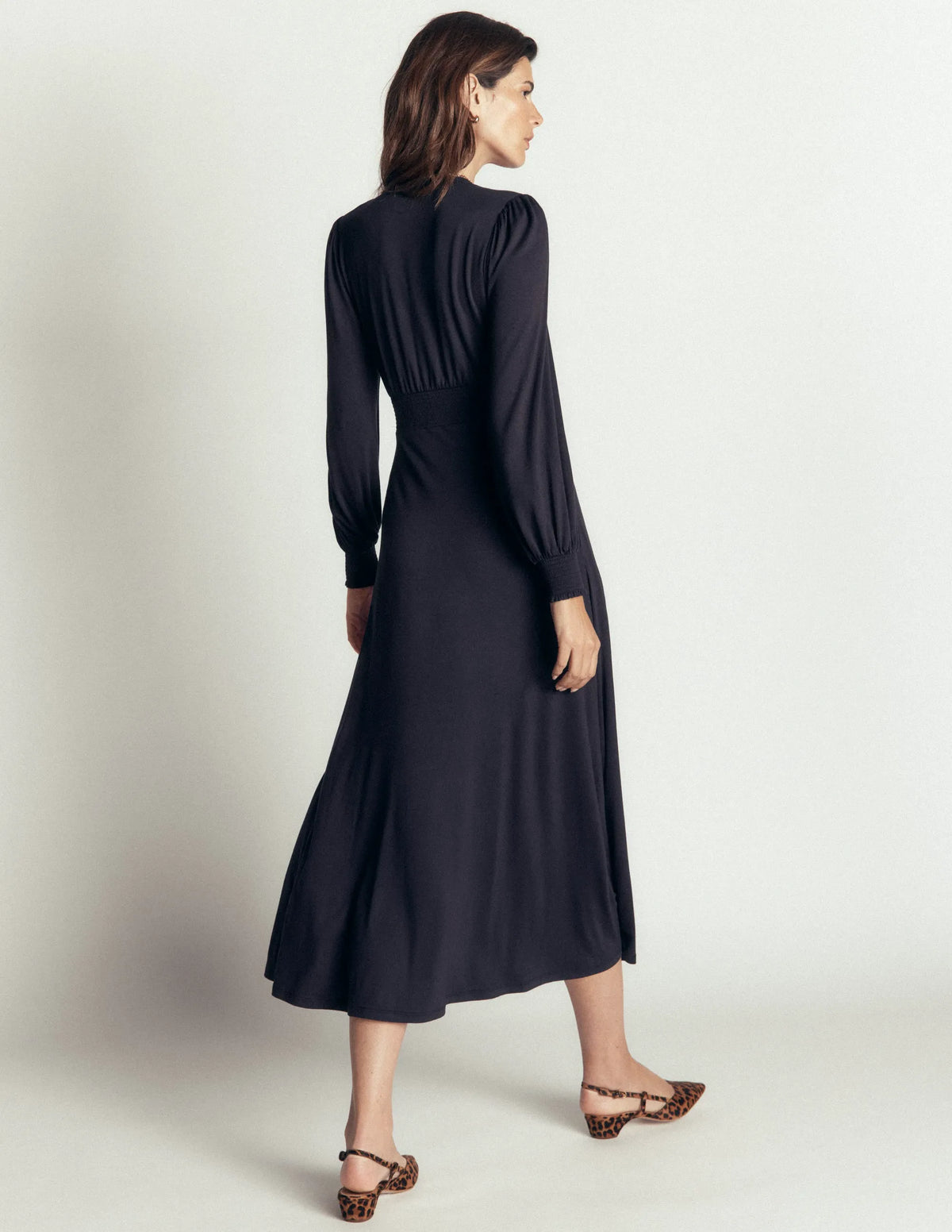 Georgia Jersey Midi Dress-Navy