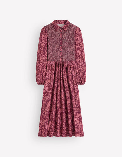 Smocked Jersey Dress-Maroon, Flourishing Medley