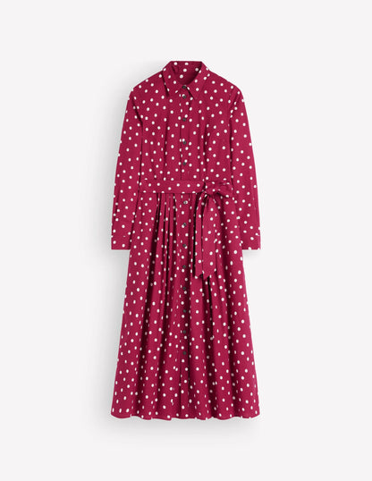 Alexa Cotton Midi Shirt Dress-Ruby Red, Boden Spot