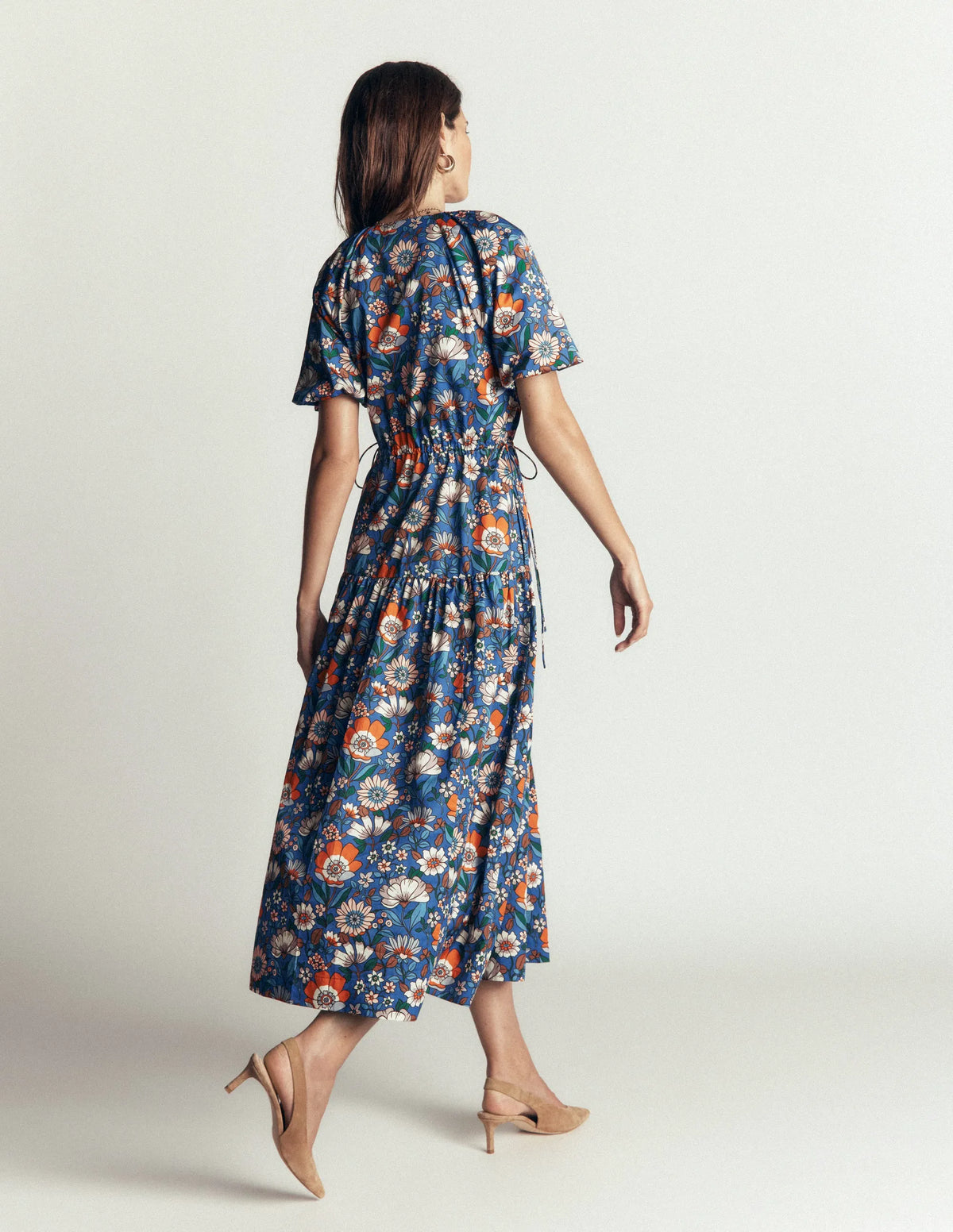 Draw Waist Cotton Dress-Multi, Floral Field