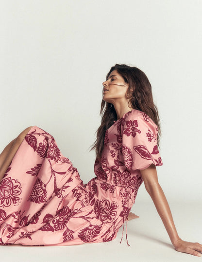 Draw Waist Cotton Dress-Chalk Pink, Planted Meadows