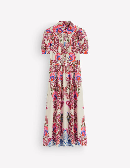 Belted Cotton Midi Dress-Multi, Bohemia Dream