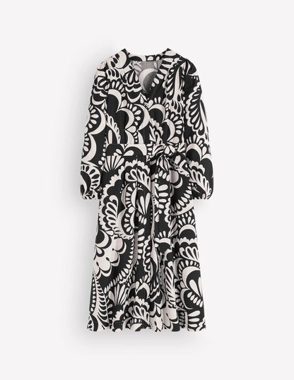 Nicola Cotton Midi Dress-Black, Flourishing Medley