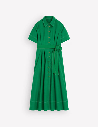Sarah Cotton Midi Shirt Dress-Fresh Green