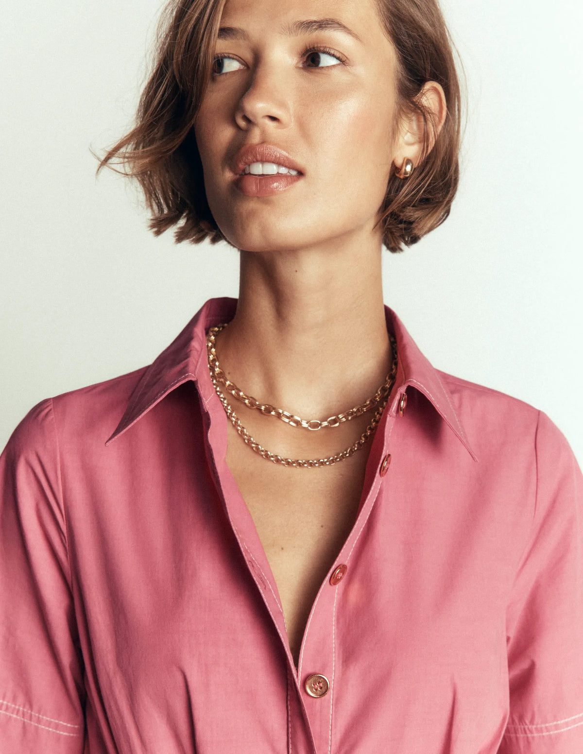 Sarah Cotton Midi Shirt Dress-Pink Heather