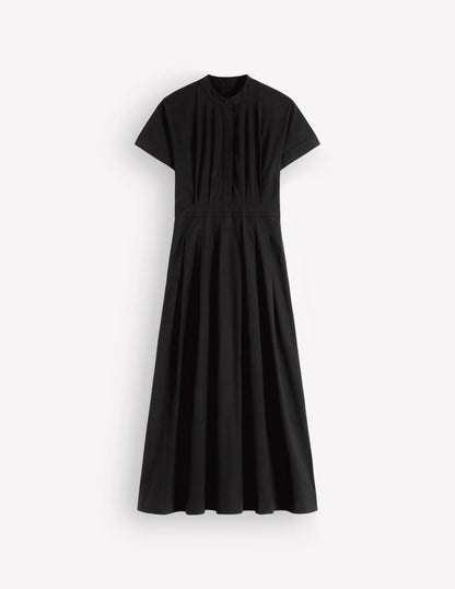 Grown On Sleeve Midi Dress-Black