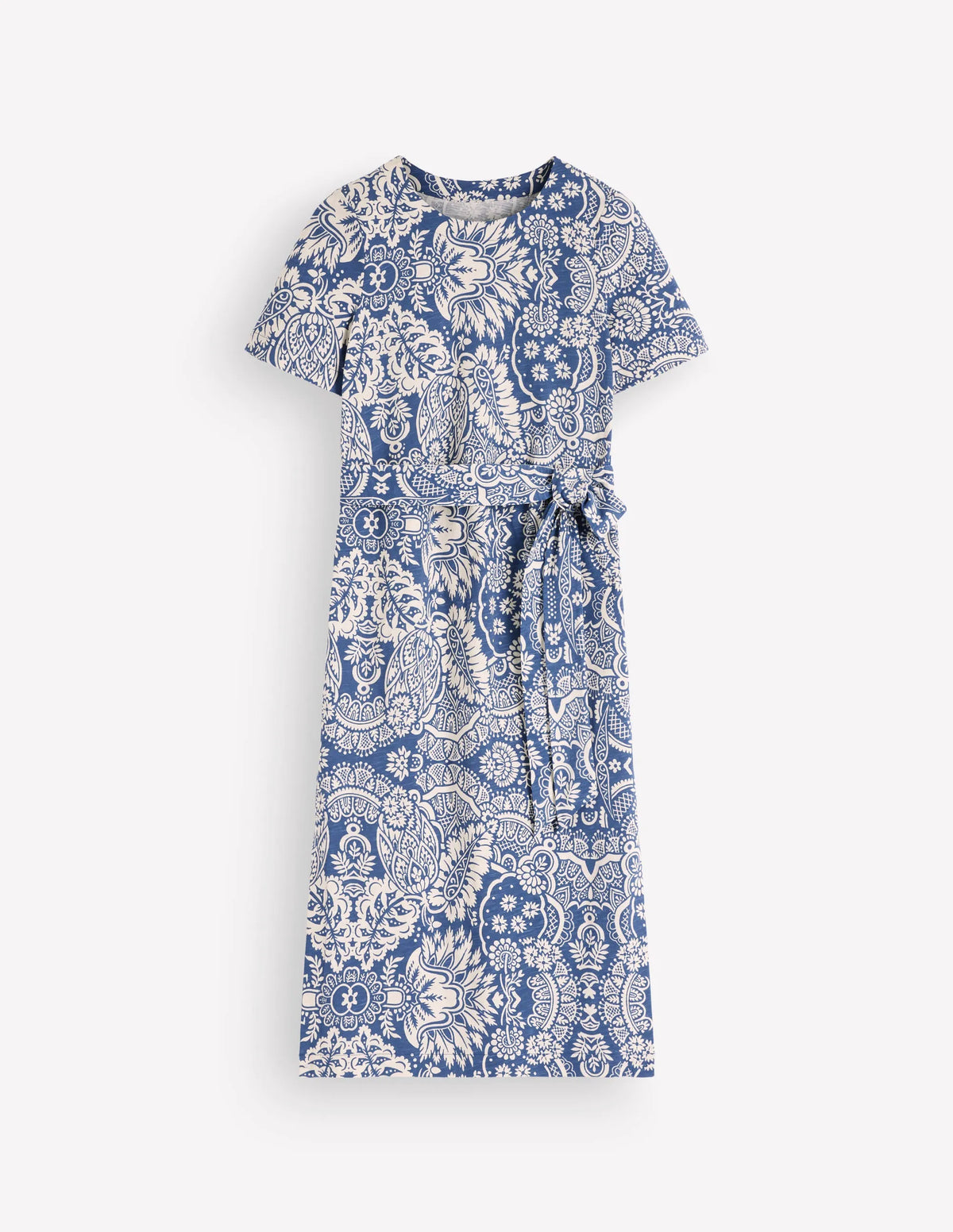 T-Shirt Jersey Midi Dress-Lyons Blue, Arabesque Meadows